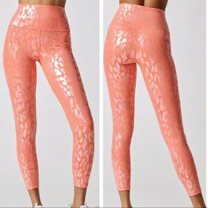 New CARBON38 HIGH RISE 7/8TH METALLIC FOIL LEOPARD PRINT LEGGINGS P4543